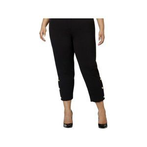 NINE WEST Womens Black Button Hem Ankle Pants Size: 18W